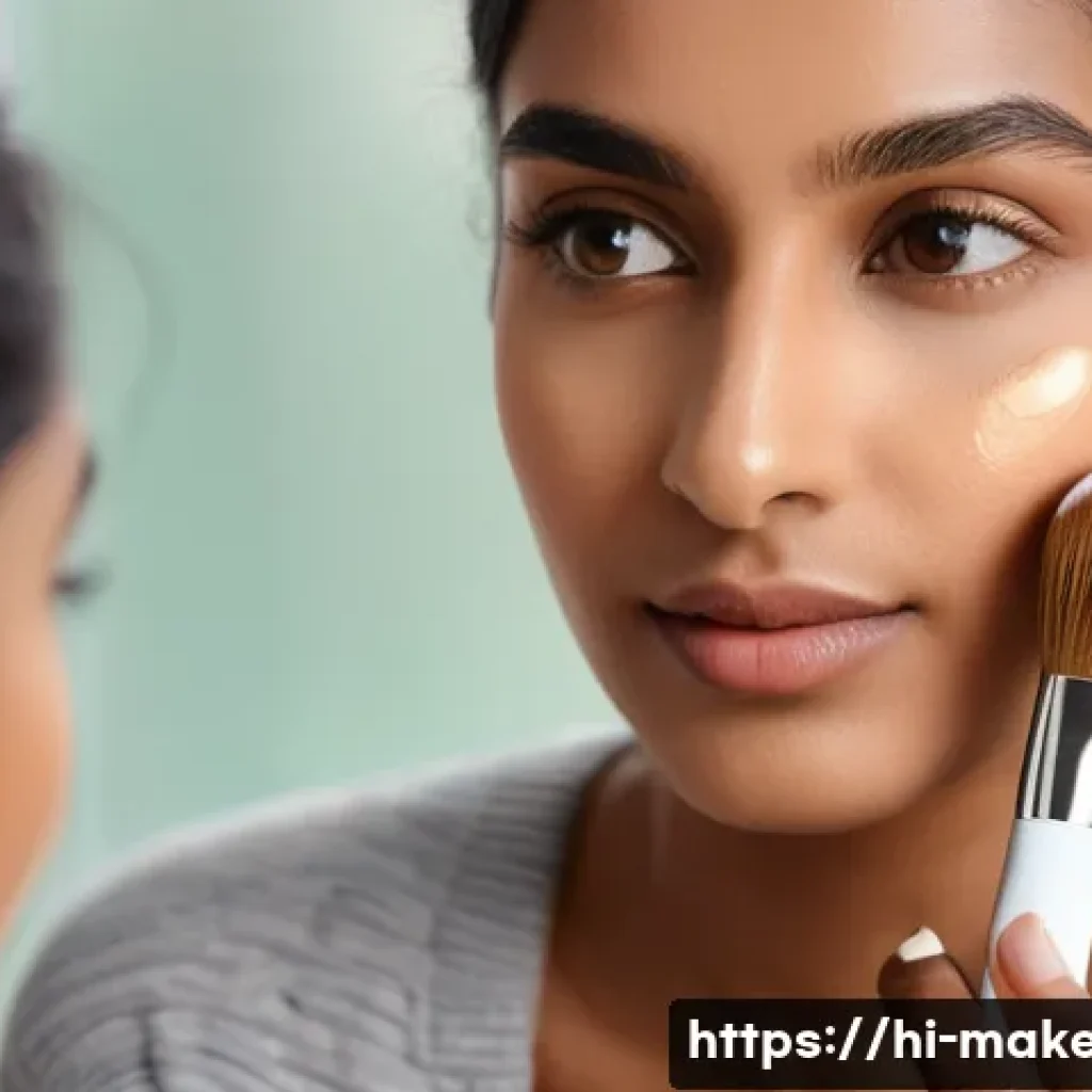 메이크업아티스트가 알아야 할 피부 유형별 메이크업 - A close-up portrait of a South Asian woman with deep brown skin tone, applying hydrating primer and ...